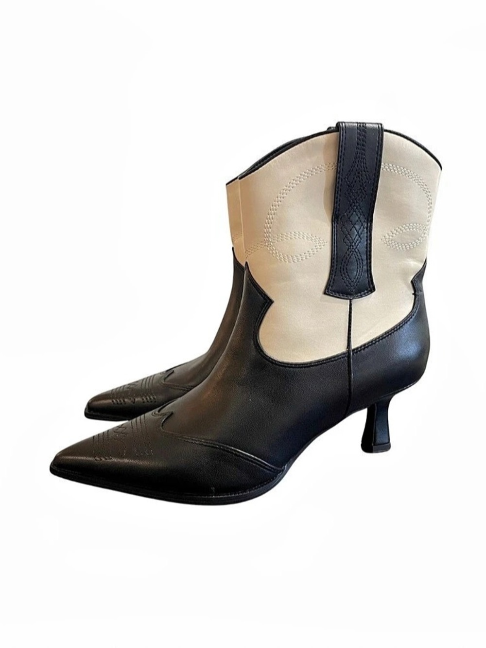 Western Ankle Boots/Botas - Circus by Sam Edelman (Black & Cream)